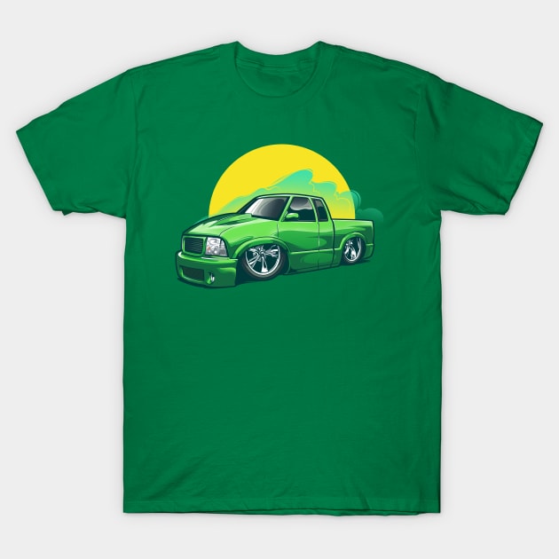 Lowered Green Truck T-Shirt by Aiqkids Design